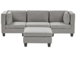 Modular Sofa with Ottoman Light Grey Fabric Upholstered 3 Seater with Ottoman Cushioned Backrest Modern Living Room Couch Beliani