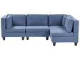 Modular Left Corner Sofa Blue Fabric Upholstered 4 Seater Cushioned Backrest Modern Living Room Couch Beliani