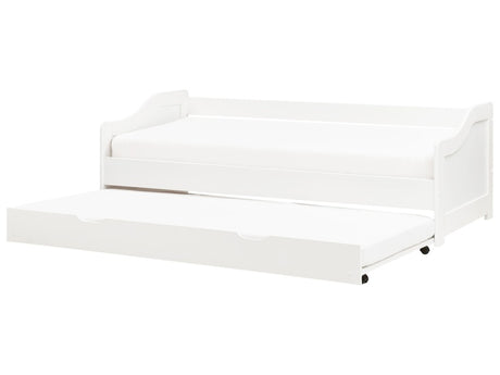 Kids Trundle Bed White Pine Frame EU Single Size Frame Extra Silde Out Frame Beliani