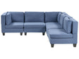 Modular Left Corner Sofa Blue Fabric Upholstered 5 Seater Cushioned Backrest Modern Living Room Couch Beliani