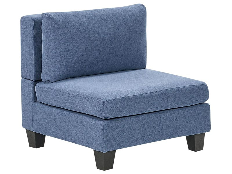 1-Seat Section Blue Fabric Upholstered Armchair with Cushion Module Piece Modular Sofa Element Beliani