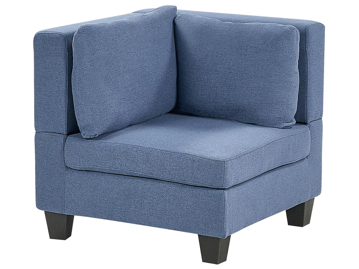 Corner 1-Seat Section Blue Polyester Fabric Upholstered Armchair with Cushion Module Piece Modular Sofa Element Beliani