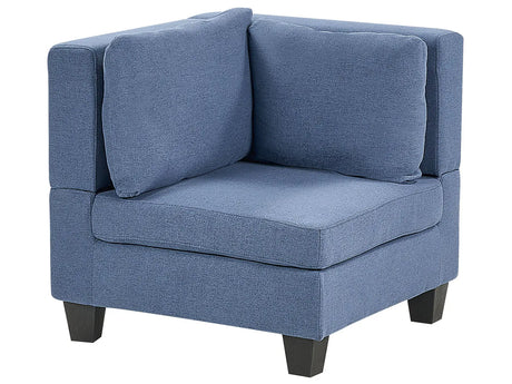 Corner 1-Seat Section Blue Polyester Fabric Upholstered Armchair with Cushion Module Piece Modular Sofa Element Beliani