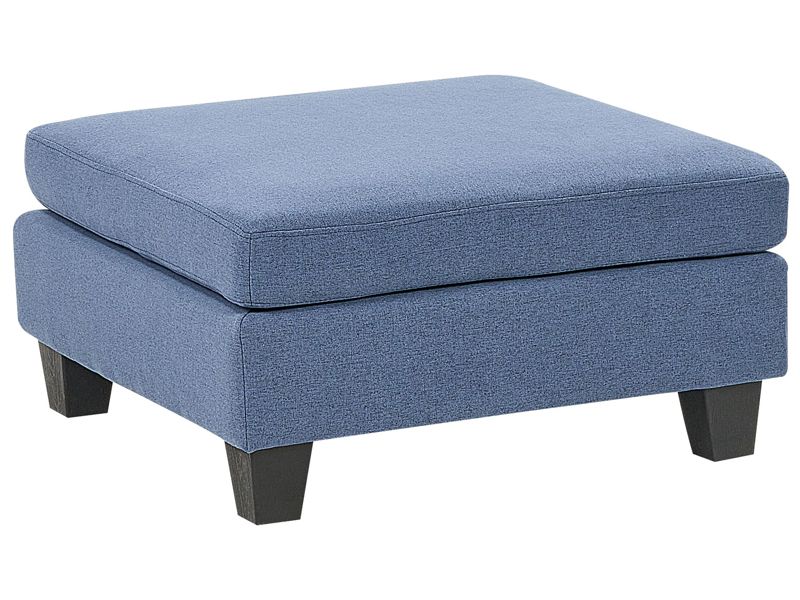 Ottoman Footstool Blue Polyester Fabric Upholstered Square Minimalist Modern Modular Sofa Element Beliani