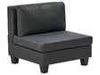 1-Seat Section Black Faux Leather Upholstered Armchair with Cushion Module Piece Modular Sofa Element Beliani