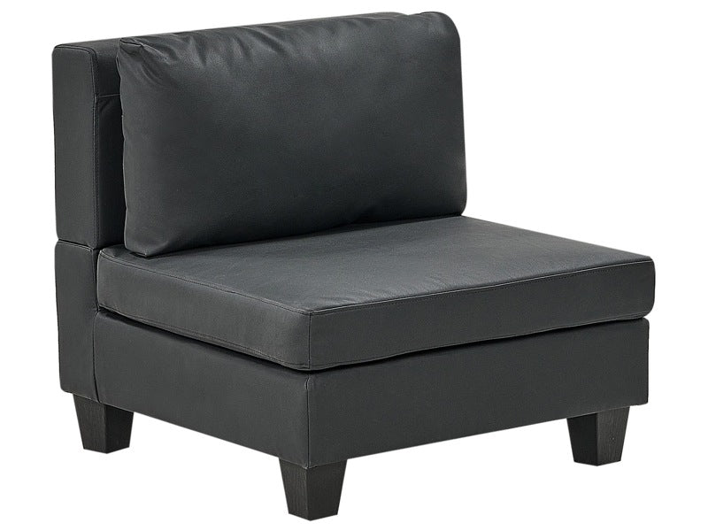 1-Seat Section Black Faux Leather Upholstered Armchair with Cushion Module Piece Modular Sofa Element Beliani