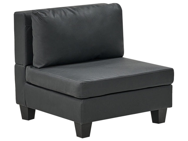 1-Seat Section Black Faux Leather Upholstered Armchair with Cushion Module Piece Modular Sofa Element Beliani