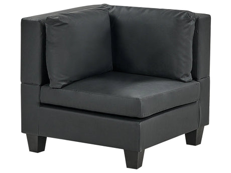 Corner 1-Seat Section Black Faux Leather Upholstered Armchair with Cushion Module Piece Modular Sofa Element Beliani