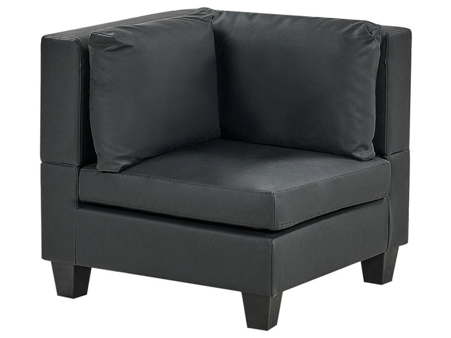 Corner 1-Seat Section Black Faux Leather Upholstered Armchair with Cushion Module Piece Modular Sofa Element Beliani
