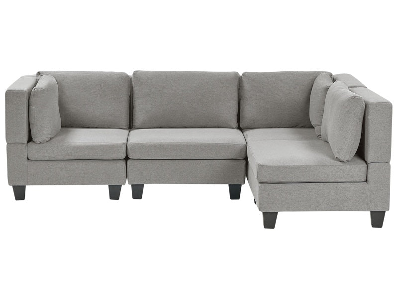 Modular Left Corner Sofa Light Grey Fabric Upholstered 4 Seater Cushioned Backrest Modern Living Room Couch Beliani