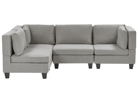 Modular Right Corner Sofa Light Grey Fabric Upholstered 4 Seater Cushioned Backrest Modern Living Room Couch Beliani