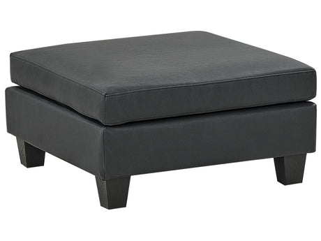 Ottoman Footstool Black Faux Leather Upholstered Square Minimalist Modern Modular Sofa Element Beliani