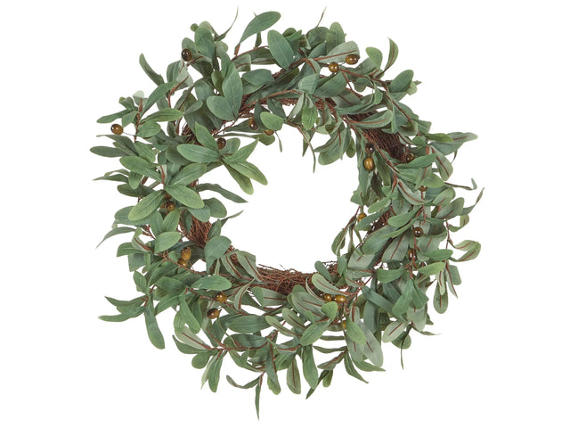 Door Wreath Green Handmade Decorative Artificial Flower Round 65 cm Table Wall Dcor Traditional Rustic Style Beliani