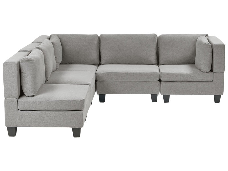 Modular Right Corner Sofa Light Grey Fabric Upholstered 5 Seater Cushioned Backrest Modern Living Room Couch Beliani