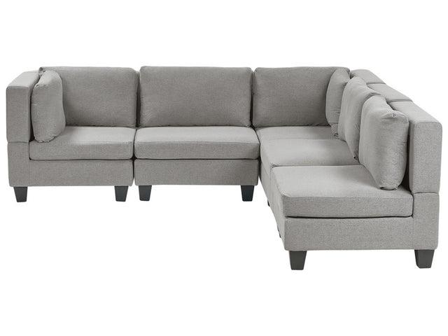 Modular Left Corner Sofa Light Grey Fabric Upholstered 5 Seater Cushioned Backrest Modern Living Room Couch Beliani