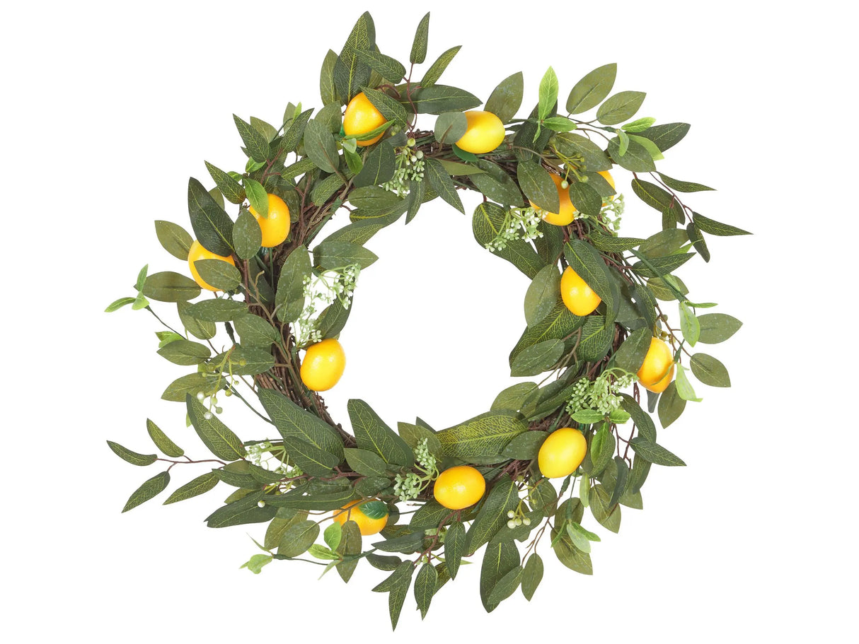 Door Wreath Green Handmade Decorative Artificial Flower Round 50 cm Table Wall Dcor Traditional Rustic Style Beliani