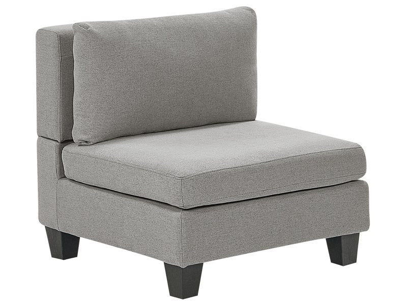 1-Seat Section Light Grey Fabric Upholstered Armchair with Cushion Module Piece Modular Sofa Element Beliani