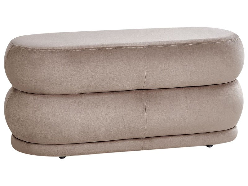 Bench Taupe Velvet Upholstered Fabric Accent Bed Bench Stool Beliani