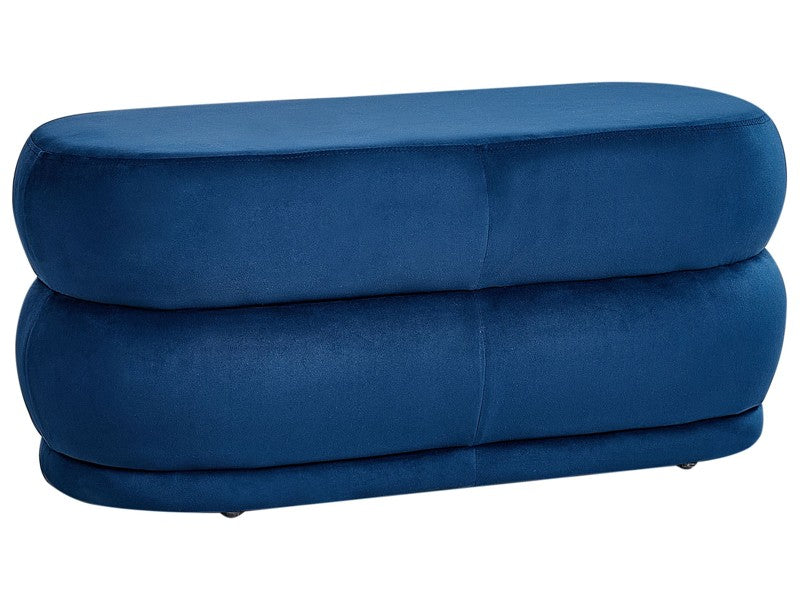 Bench Navy Blue Velvet Upholstered Fabric Accent Bed Bench Stool Beliani