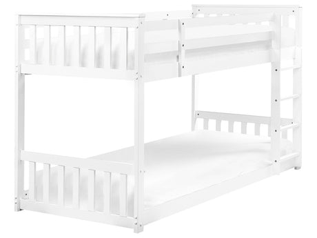 Double Bank Bed White Rubber Wood EU Single Size High Sleeper Children Kids Bedroom Beliani