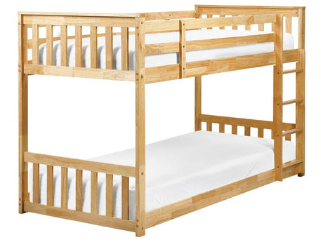 Double Bank Bed Light Wood Rubber Wood EU Single Size High Sleeper Children Kids Bedroom Beliani