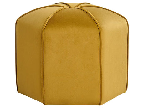 Pouffe Yellow Velvet Round 45 x 45 x 42 cm Footstool Accent Upholstery Modern Living Room Bedroom Furniture Beliani