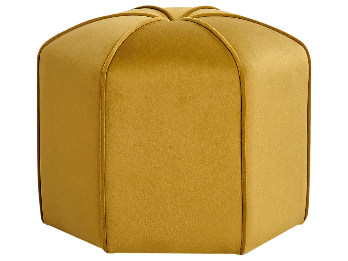 Pouffe Yellow Velvet Round 45 x 45 x 42 cm Footstool Accent Upholstery Modern Living Room Bedroom Furniture Beliani