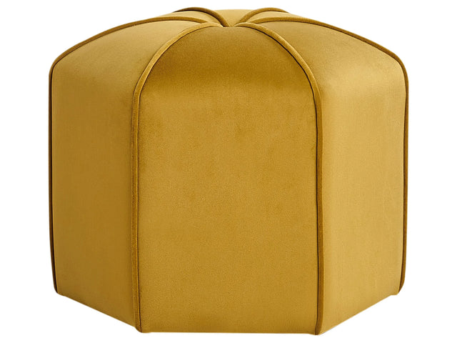 Pouffe Yellow Velvet Round 45 x 45 x 42 cm Footstool Accent Upholstery Modern Living Room Bedroom Furniture Beliani