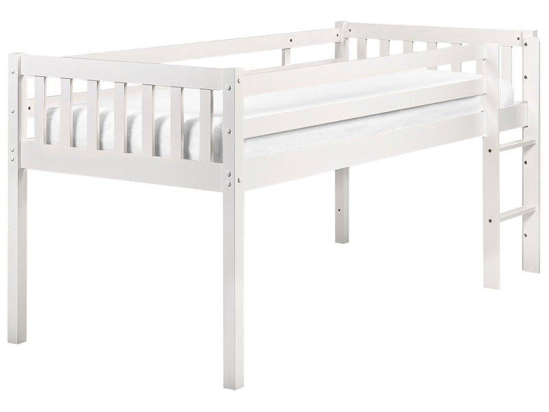 Kids Bed White Rubber Wood EU Single Size with Slatted Frame Bed for Toddler Beliani