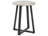 Side Table Black with White Ceramic Top Metal Frame  45 cm Round Marble Effect Modern Design Beliani