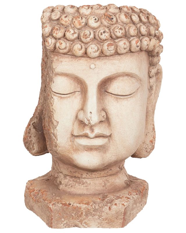 Plant Pot Beige Outdoor Indoor Flower Pot Retro Buddha Head Beliani