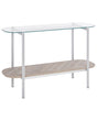 Console Table Silver with Light Wood Glass Top Metal Frame 120 x 41 cm Shelf Modern Design Beliani