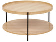 Coffee Table Black with Light Wood Metal Frame ø 78 cm Round Shelf Modern Design Beliani