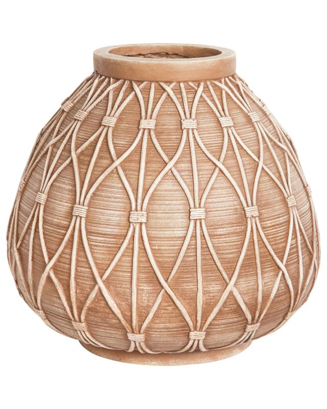 Flower Vase Light Brown Outdoor Indoor Flower Pot Boho Beliani