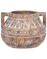 Plant Pot Light Brown Outdoor Indoor Flower Pot Rustic Beliani