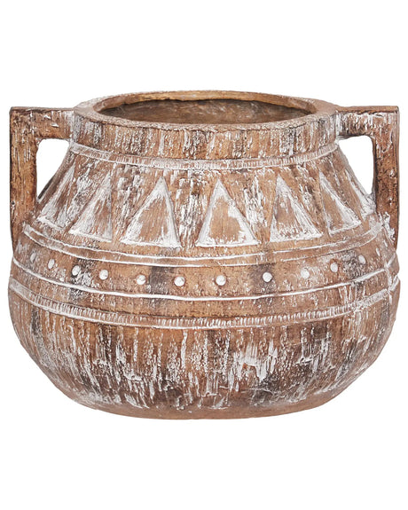 Plant Pot Light Brown Outdoor Indoor Flower Pot Rustic Beliani