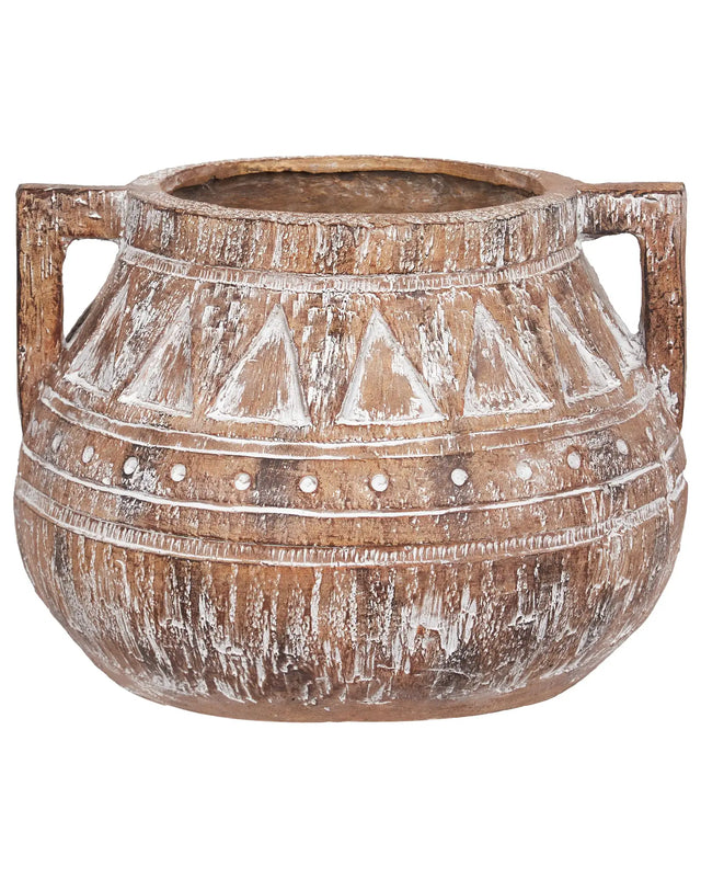 Plant Pot Light Brown Outdoor Indoor Flower Pot Rustic Beliani