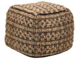 Pouffe Beige Jute and Cotton EPS Balls Filling Square Ottoman Footstool Living Room Boho Style Beliani