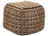 Pouffe Beige Jute and Cotton EPS Balls Filling Square Ottoman Footstool Living Room Boho Style Beliani