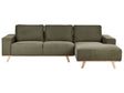 Corner Sofa Green Upholstery Polyester Fabric Light Wooden Legs Pillow Backrest Modern Design Beliani