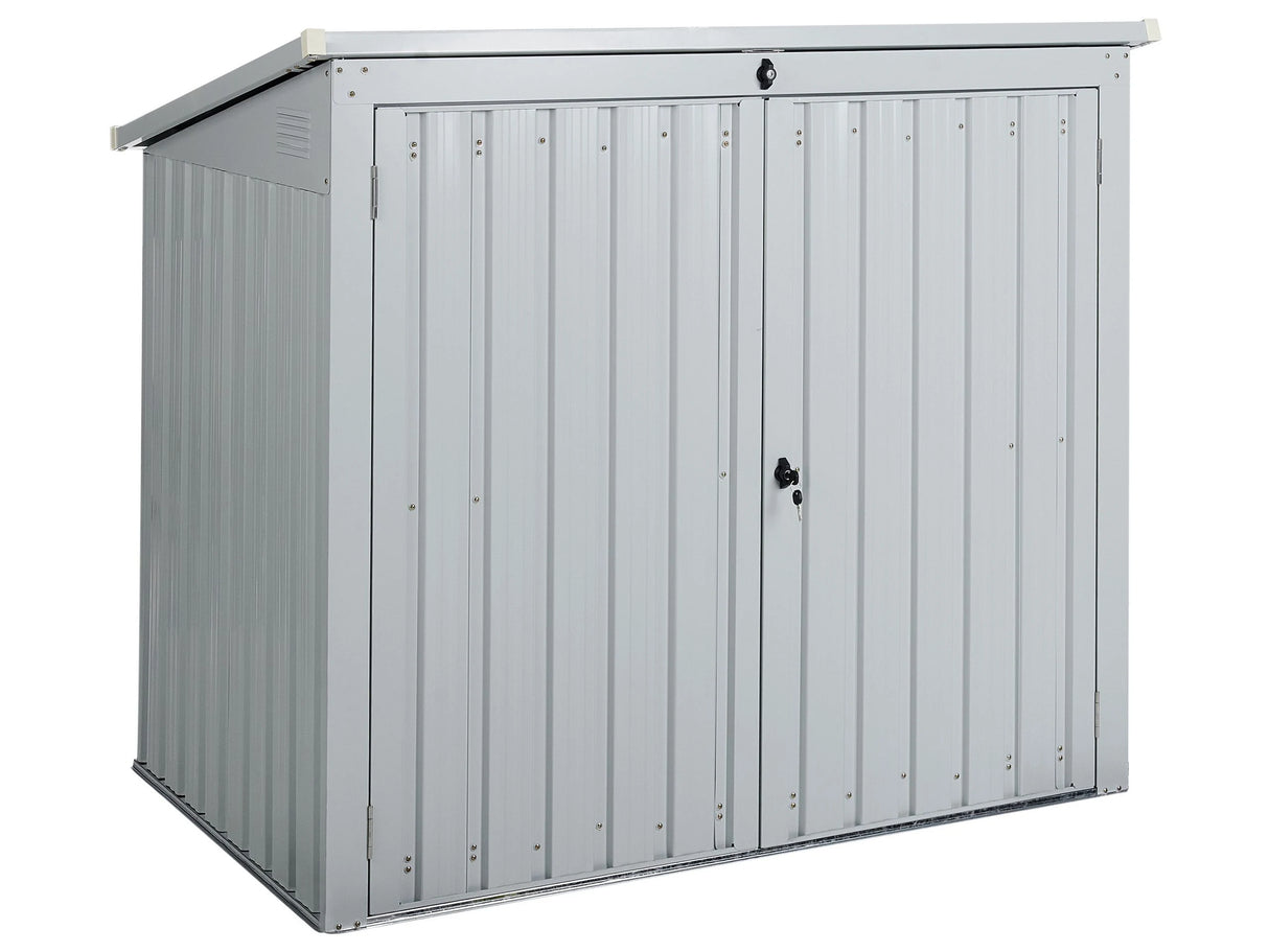 Garden Storage Shed Light Grey Galvanized Steel Waterproof Outdoor Storage for Garden Tools Equipment Beliani