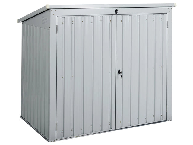 Garden Storage Shed Light Grey Galvanized Steel Waterproof Outdoor Storage for Garden Tools Equipment Beliani
