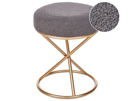 Footstool Grey Boucle with Metal Legs Bedroom Living Room Seating Accessories Beliani