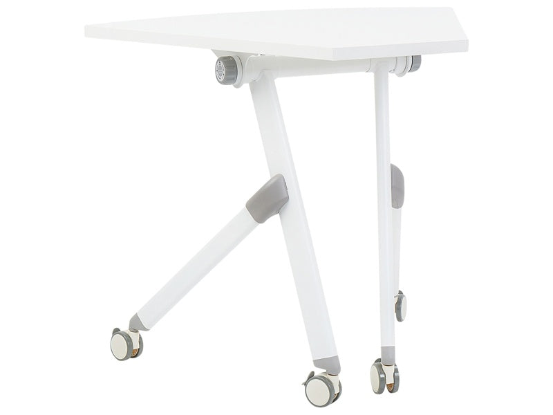 Folding Office Desk White Metal Frame MFC Tabletop 90 x 64 cm Foldable Portable Mobile Table with Casters Modern Design Beliani