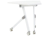 Folding Office Desk White Metal Frame MFC Tabletop 90 x 64 cm Foldable Portable Mobile Table with Casters Modern Design Beliani