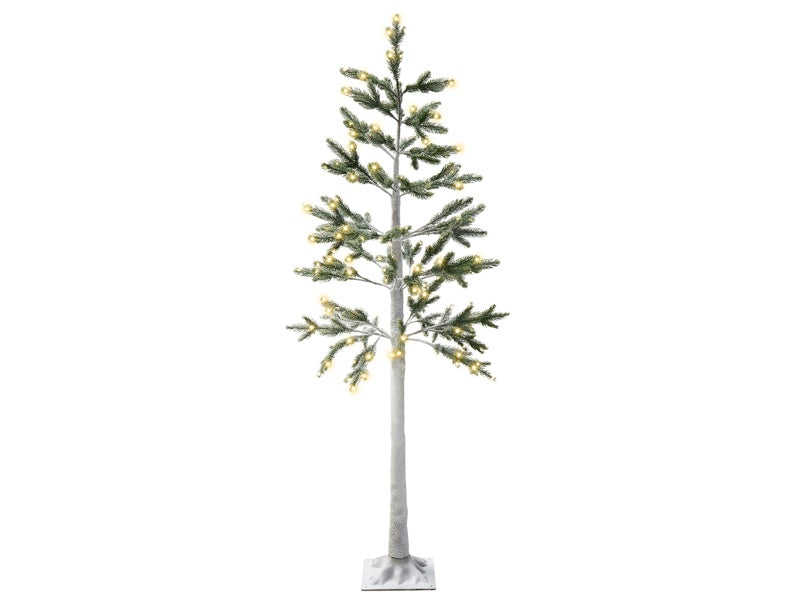 Artificial Christmas Tree White PE 180 cm Pre-Lit LED Lights Outdoor &amp; Indoor Snowed Scandinavian Style Beliani