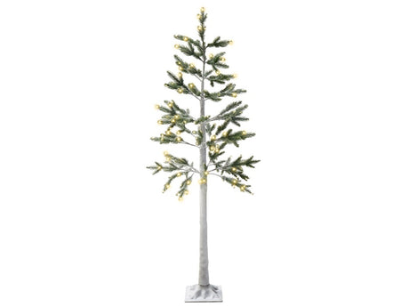 Artificial Christmas Tree White PE 180 cm Pre-Lit LED Lights Outdoor &amp; Indoor Snowed Scandinavian Style Beliani