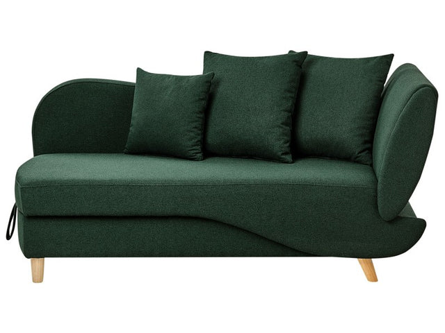 Right Hand Chaise Lounge in Green Fabric with Storage Box Container Modern Living Room Beliani