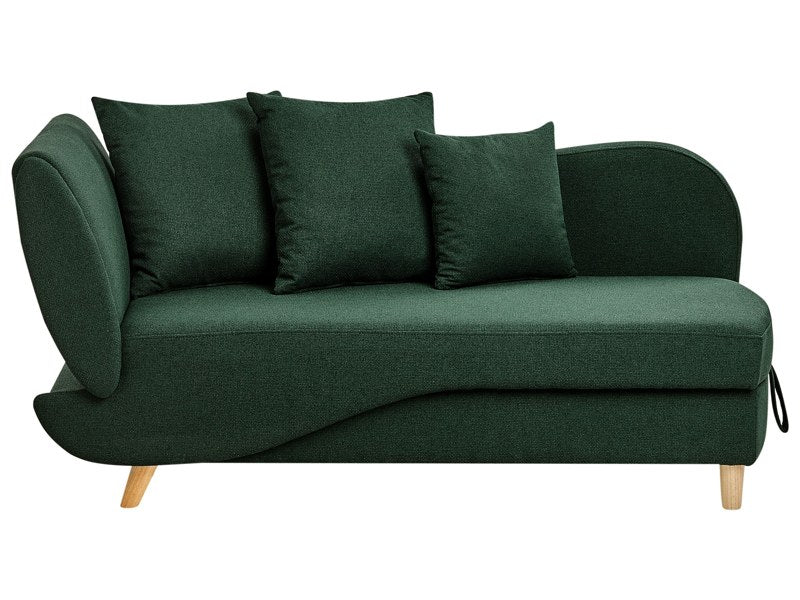 Left Hand Chaise Lounge in Green Fabric with Storage Box Container Modern Living Room Beliani