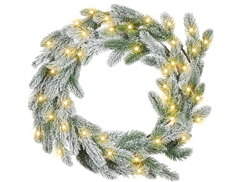 Christmas Wreath Green Synthetic Material 45 cm Pre Lit Artificial Snow Seasonal Home Decor Beliani